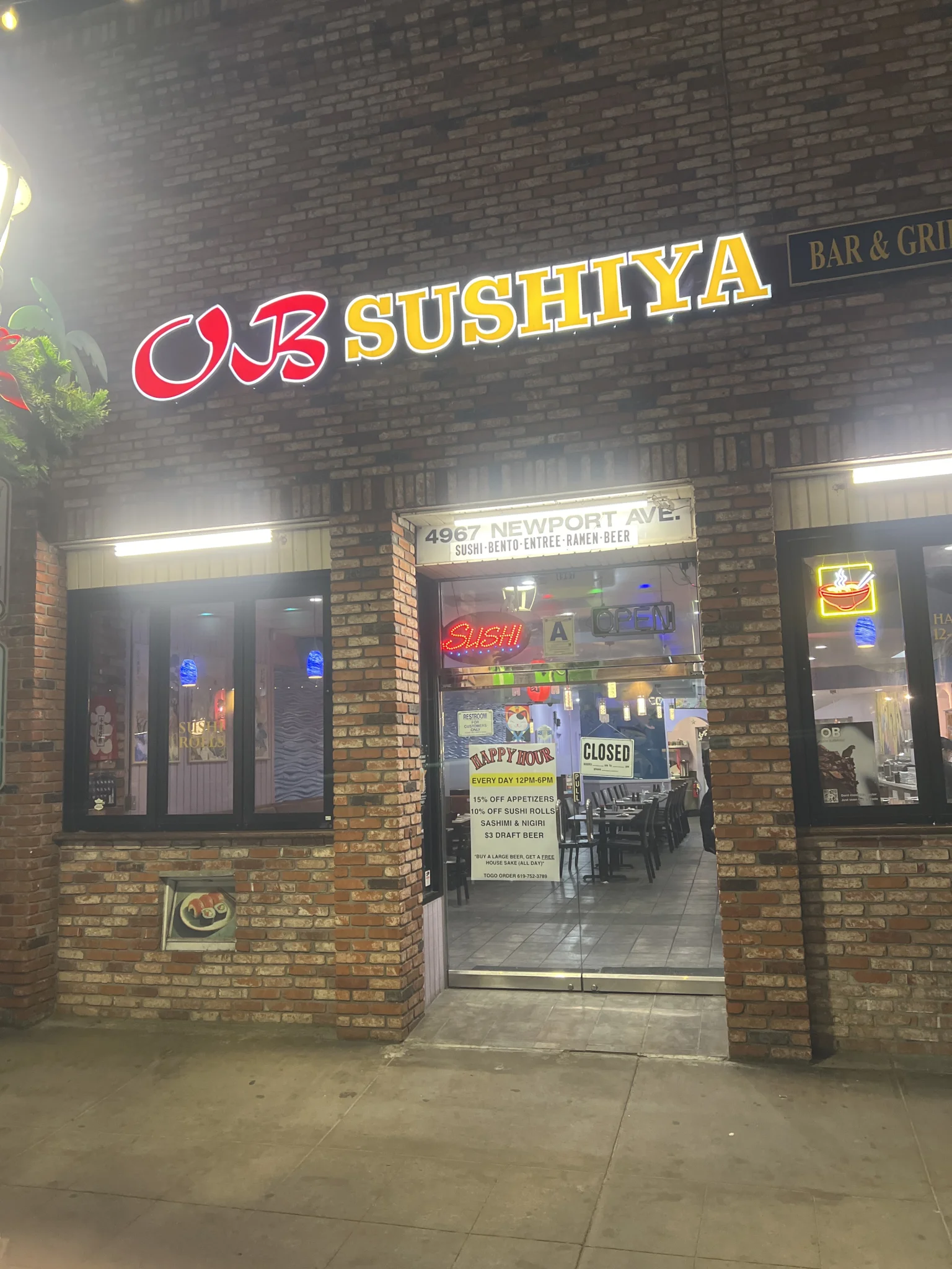 OB Sushiya happy hour in Ocean Beach, San Diego